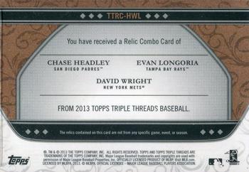 2013 Topps Triple Threads - Relic Combos Sepia #TTRC-HWL Chase Headley / David Wright / Evan Longoria Back
