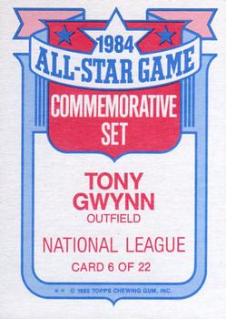 1985 Topps - Glossy All-Stars #6 Tony Gwynn Back