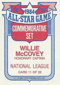 1985 Topps - Glossy All-Stars #11 Willie McCovey Back