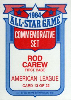 1985 Topps - Glossy All-Stars #13 Rod Carew Back