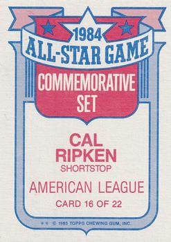 1985 Topps - Glossy All-Stars #16 Cal Ripken Back