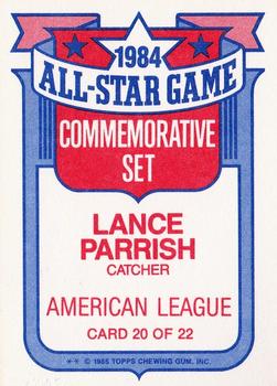 1985 Topps - Glossy All-Stars #20 Lance Parrish Back