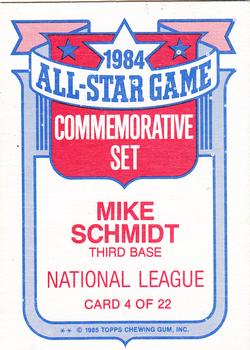 1985 Topps - Glossy All-Stars #4 Mike Schmidt Back