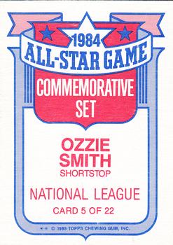 1985 Topps - Glossy All-Stars #5 Ozzie Smith Back