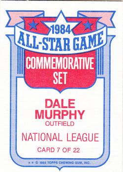 1985 Topps - Glossy All-Stars #7 Dale Murphy Back