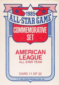 1986 Topps #11 American League All-Star Team Back