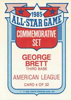 1986 Topps - Glossy All-Stars #4 George Brett Back