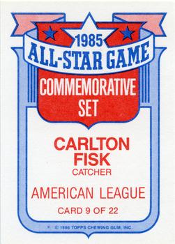 1986 Topps - Glossy All-Stars #9 Carlton Fisk Back