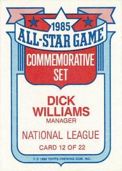1986 Topps - Glossy All-Stars #12 Dick Williams Back