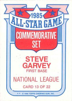 1986 Topps - Glossy All-Stars #13 Steve Garvey Back