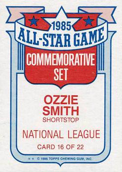 1986 Topps - Glossy All-Stars #16 Ozzie Smith Back
