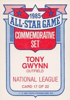 1986 Topps - Glossy All-Stars #17 Tony Gwynn Back