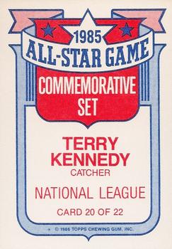1986 Topps - Glossy All-Stars #20 Terry Kennedy Back