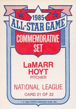 1986 Topps - Glossy All-Stars #21 LaMarr Hoyt Back