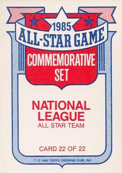 1986 Topps - Glossy All-Stars #22 National League All-Star Team Back