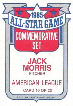 1986 Topps - Glossy All-Stars #10 Jack Morris Back