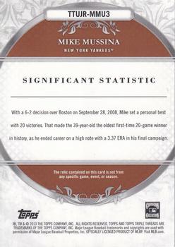 2013 Topps Triple Threads - Unity Relics Sepia #TTUJR-MMU3 Mike Mussina Back