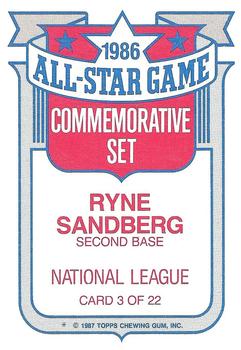 1987 Topps - Glossy All-Stars #3 Ryne Sandberg Back