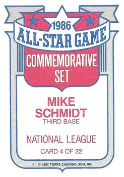 1987 Topps - Glossy All-Stars #4 Mike Schmidt Back