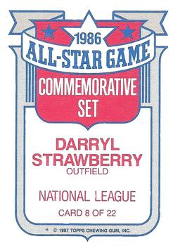 1987 Topps - Glossy All-Stars #8 Darryl Strawberry Back