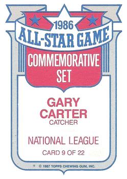 1987 Topps - Glossy All-Stars #9 Gary Carter Back