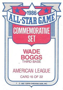 1987 Topps - Glossy All-Stars #15 Wade Boggs Back