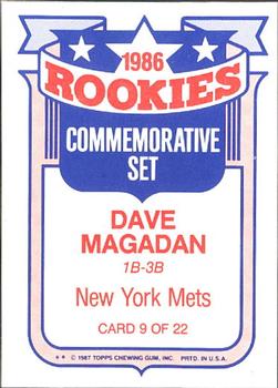 1987 Topps - Glossy Rookies #9 Dave Magadan Back
