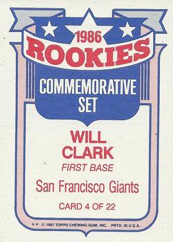1987 Topps - Glossy Rookies #4 Will Clark Back