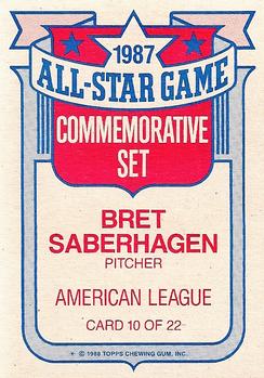 1988 Topps - Glossy All-Stars #10 Bret Saberhagen Back