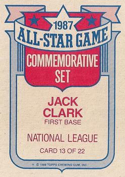 1988 Topps - Glossy All-Stars #13 Jack Clark Back