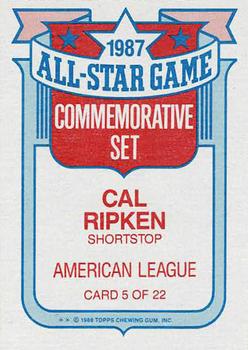 1988 Topps - Glossy All-Stars #5 Cal Ripken Back