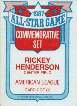 1988 Topps - Glossy All-Stars #7 Rickey Henderson Back