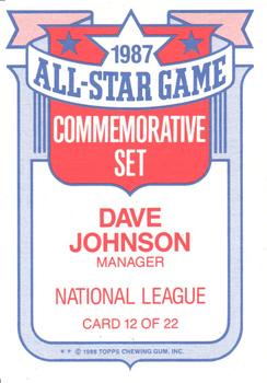 1988 Topps - Glossy All-Stars #12 Dave Johnson Back
