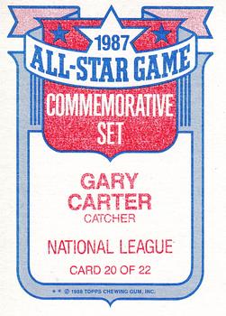 1988 Topps - Glossy All-Stars #20 Gary Carter Back
