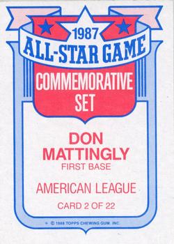 1988 Topps - Glossy All-Stars #2 Don Mattingly Back