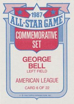 1988 Topps - Glossy All-Stars #6 George Bell Back