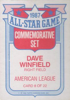 1988 Topps - Glossy All-Stars #8 Dave Winfield Back