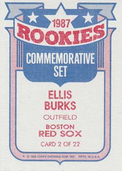 1988 Topps - Glossy Rookies #2 Ellis Burks Back
