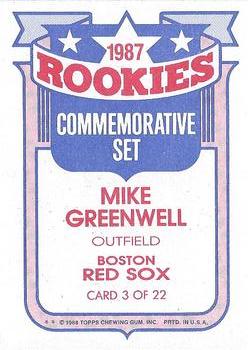 1988 Topps - Glossy Rookies #3 Mike Greenwell Back