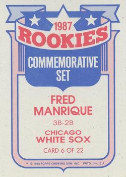 1988 Topps - Glossy Rookies #6 Fred Manrique Back
