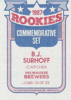 1988 Topps - Glossy Rookies #10 B.J. Surhoff Back
