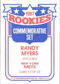 1988 Topps - Glossy Rookies #12 Randy Myers Back