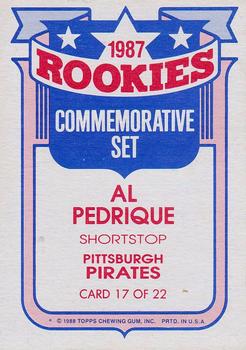 1988 Topps - Glossy Rookies #17 Al Pedrique Back