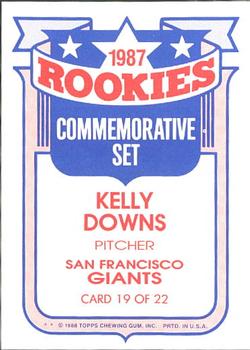 1988 Topps - Glossy Rookies #19 Kelly Downs Back
