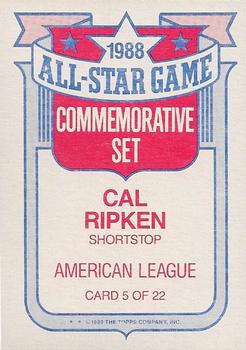 1989 Topps - Glossy All-Stars #5 Cal Ripken Back