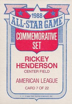 1989 Topps - Glossy All-Stars #7 Rickey Henderson Back