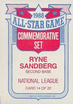 1989 Topps - Glossy All-Stars #14 Ryne Sandberg Back