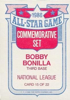 1989 Topps - Glossy All-Stars #15 Bobby Bonilla Back