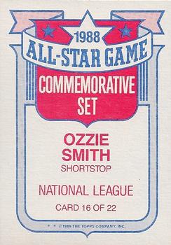 1989 Topps - Glossy All-Stars #16 Ozzie Smith Back
