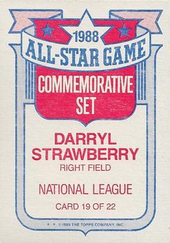 1989 Topps - Glossy All-Stars #19 Darryl Strawberry Back